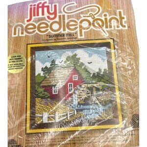 Jiffy cross stitch Needlepoint Kit "Summer Barn” 5 x 5 seasons barn Vtg